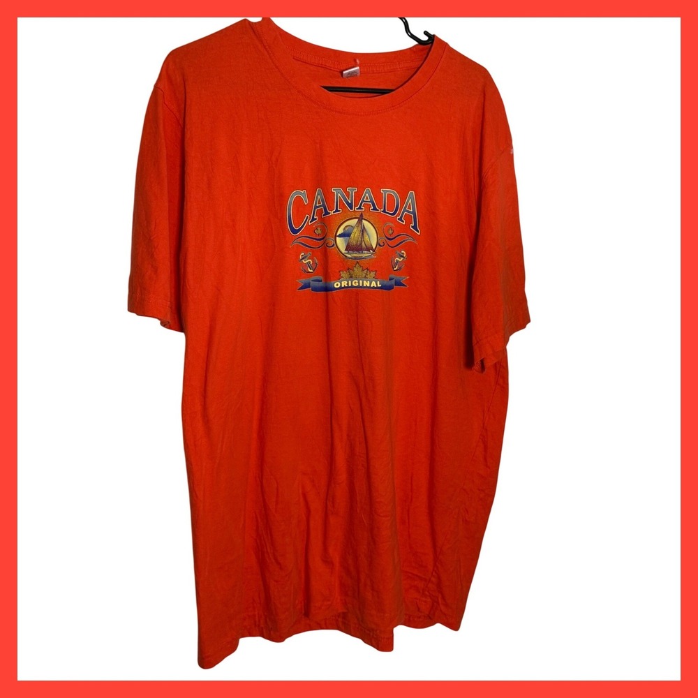 Ablanche Canada Original Graphic T-Shirt Mens 2XL Orange Nautical Sailboat Tee